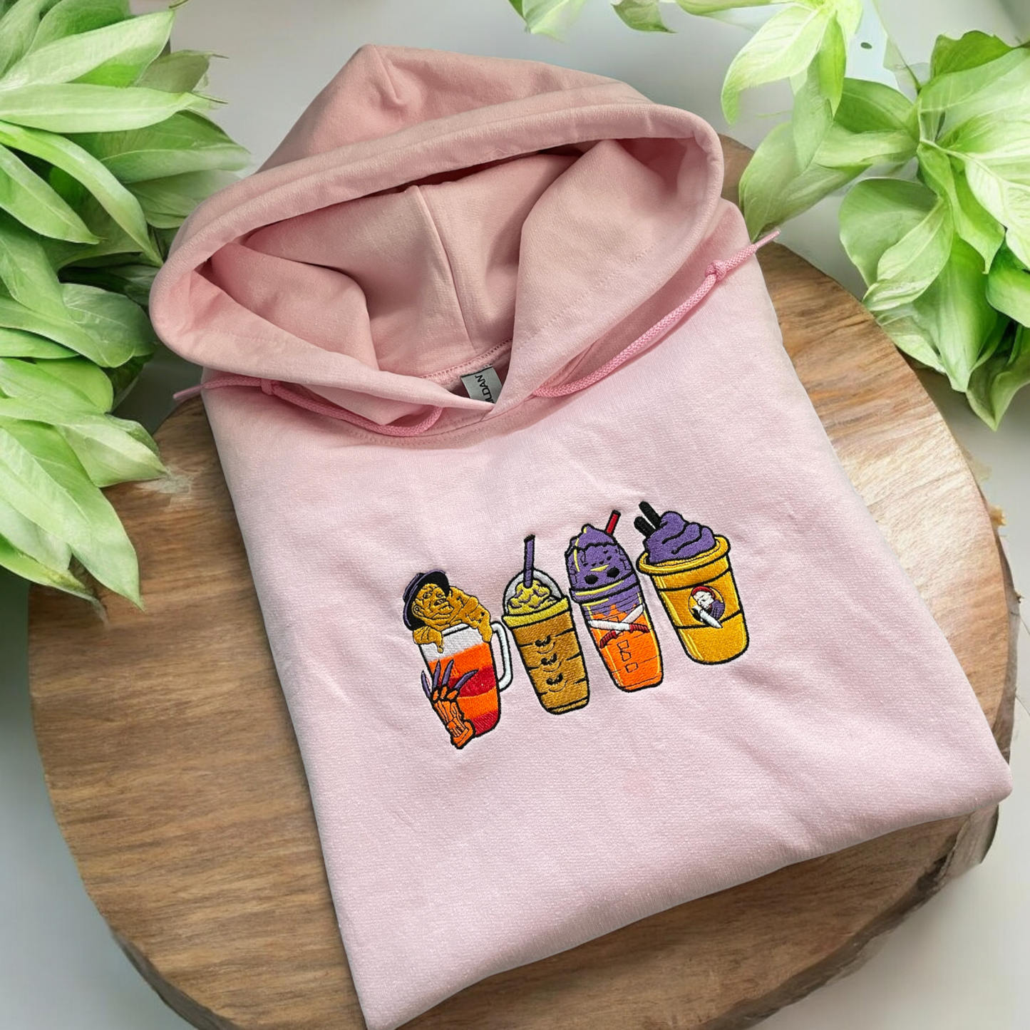 Embroidered hoodies coffee Halloween