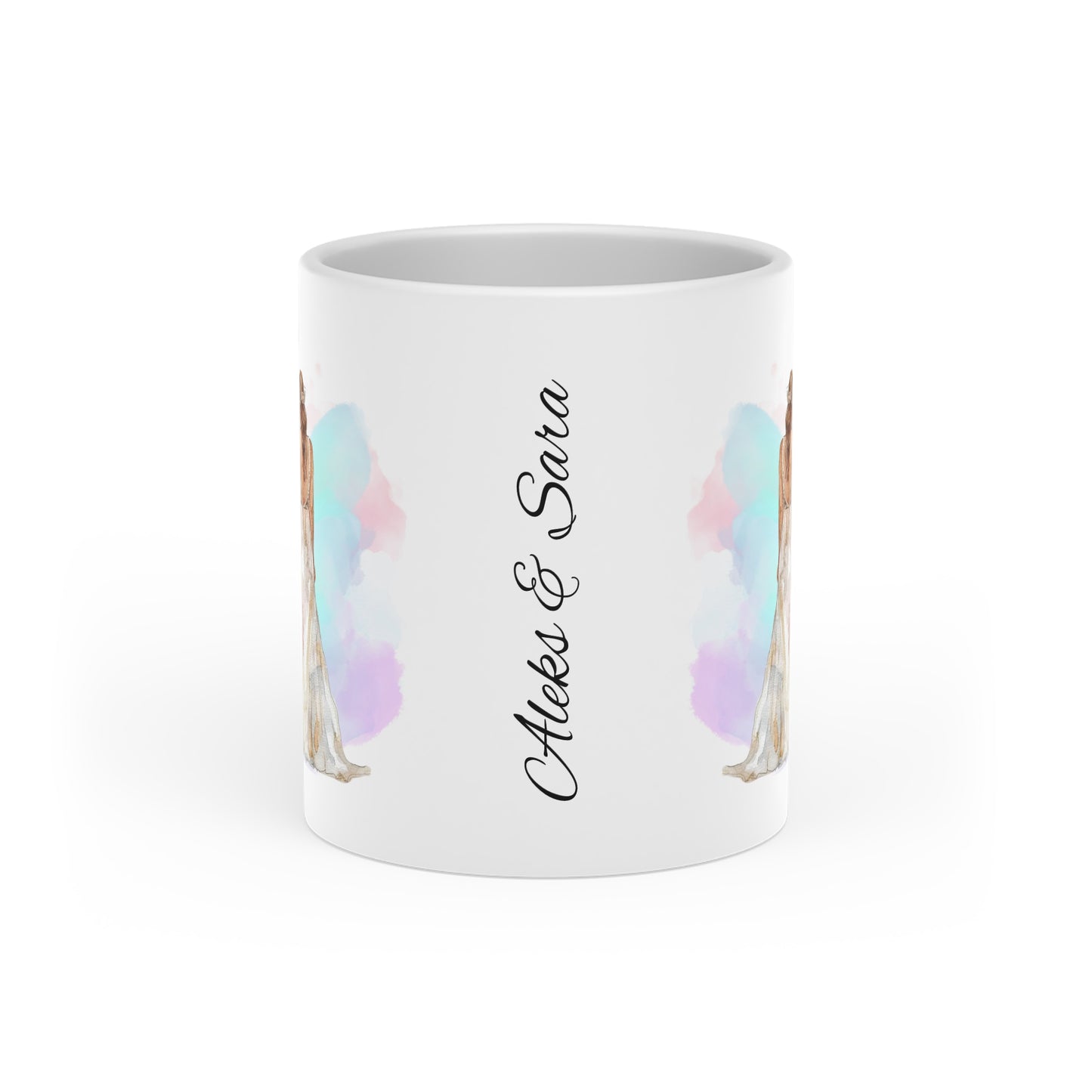 Couples Wedding mug, Sublimation mug with lid and spoon, heart handle