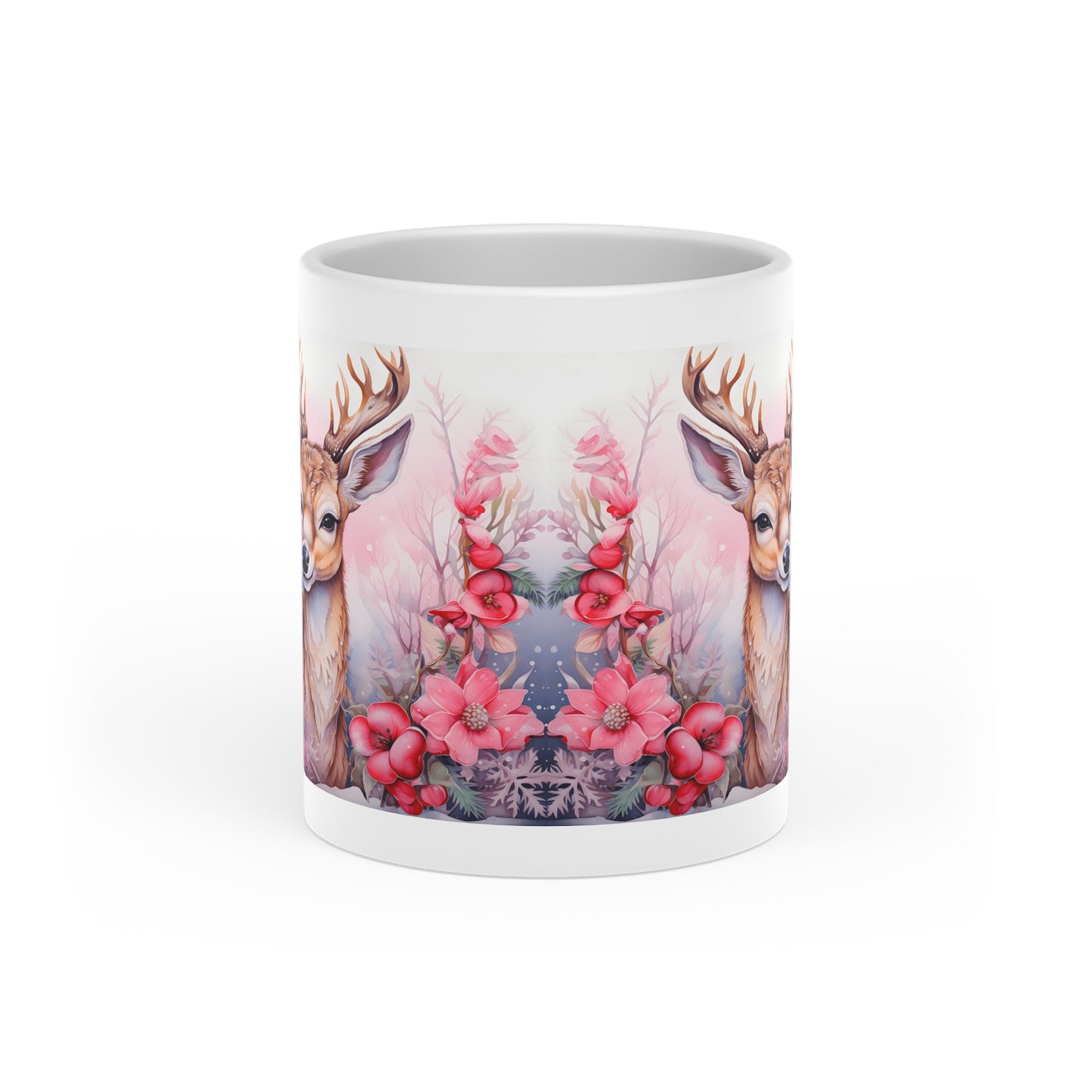 Christmas mug with lid and spoon, heart handle Sublimation mug