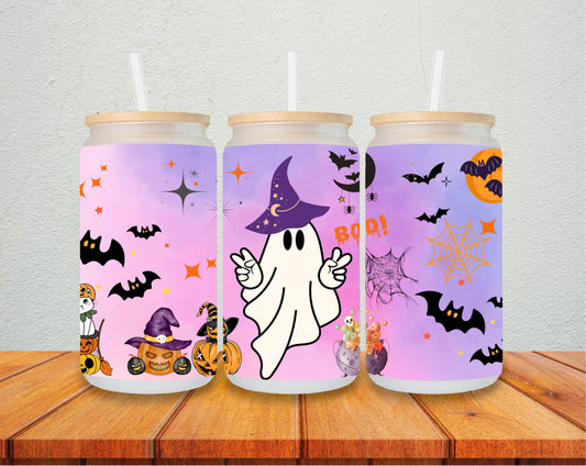 Frosted glass cup 16oz, HALLOWEEN, Iced Coffee Cup, Mom iced coffee cup, Glass Tumbler